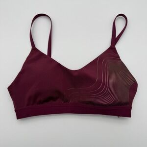 Adidas Womens Sports Bra Burgundy Maroon Wavy Graphic XS